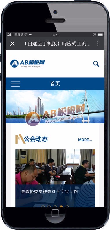 （自适应手机版）响应式工商公会网站源码 HTML5政府商会类网站织梦模板
