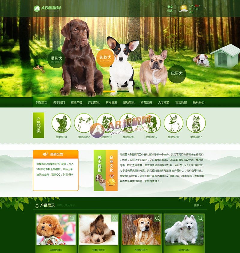 （带手机版数据同步）宠物饲养育种机构网站源码 猫狗宠物机构类网站织梦模板