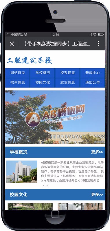 （带手机版数据同步）工程建筑职业院校学校类织梦模板 大专学校院校类网站源码