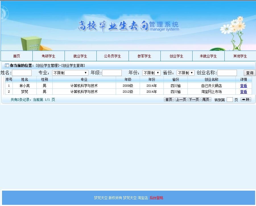 毕业生就业去向信息管理系统源码 毕业课程设计SSH2框架mysql java