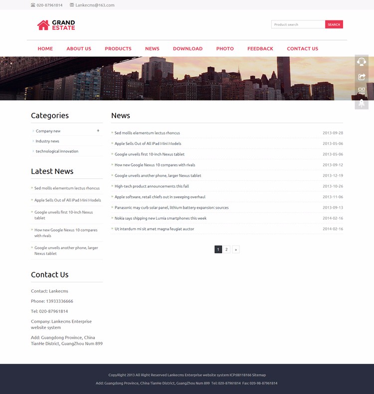 外贸网站源码 响应式英文模板html5手机自适应带后台简洁家具红色