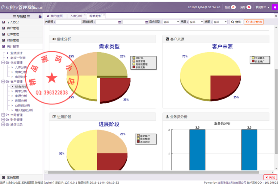 thinkPHP x-crm客户管理系统源码企业ERP办公+客户管理+仓库管理+财务管理+报表统 