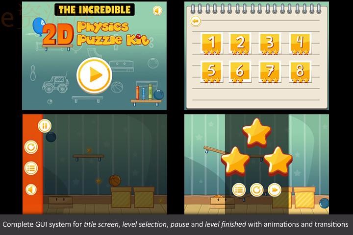 UN332unity3d游戏源码 解谜类完整项目2D Physics Puzzle Kit 1.0 