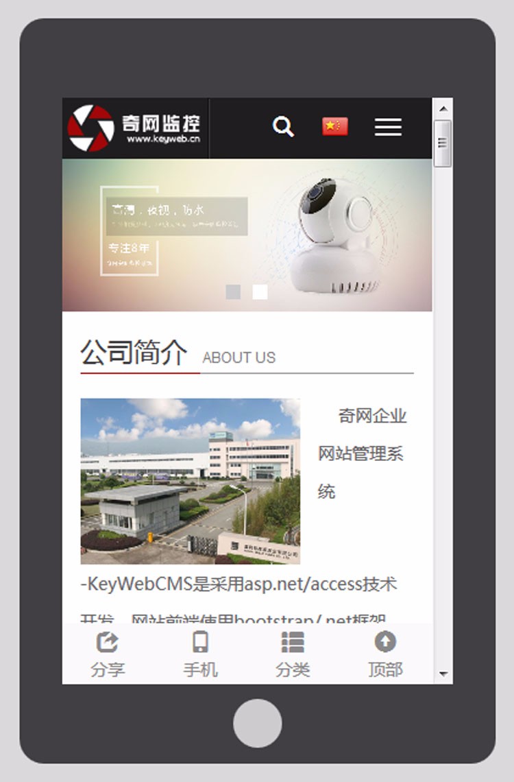 监控企业网站源码 响应式asp.net模板 中英文 电脑 手机 平板 自适应
