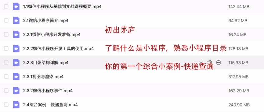 微信小程序源代码视频教程 小程序开发源码模板小程序源码