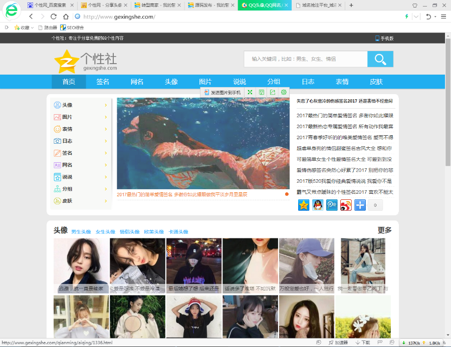 TN个性网 pc+wap端自适应 