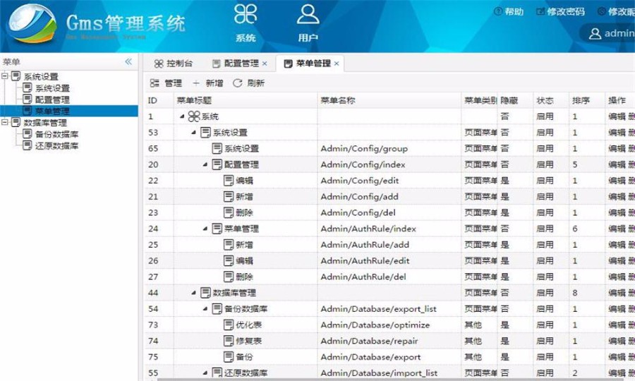 GMS管理系统源码 基于Thinkphp+easyui开发