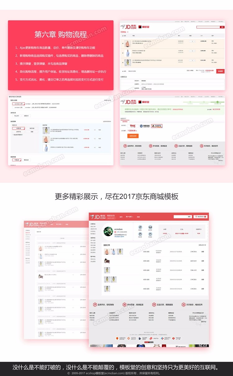 (限时特价)价值7000元ECSHOP 京东2017商城,2017模板