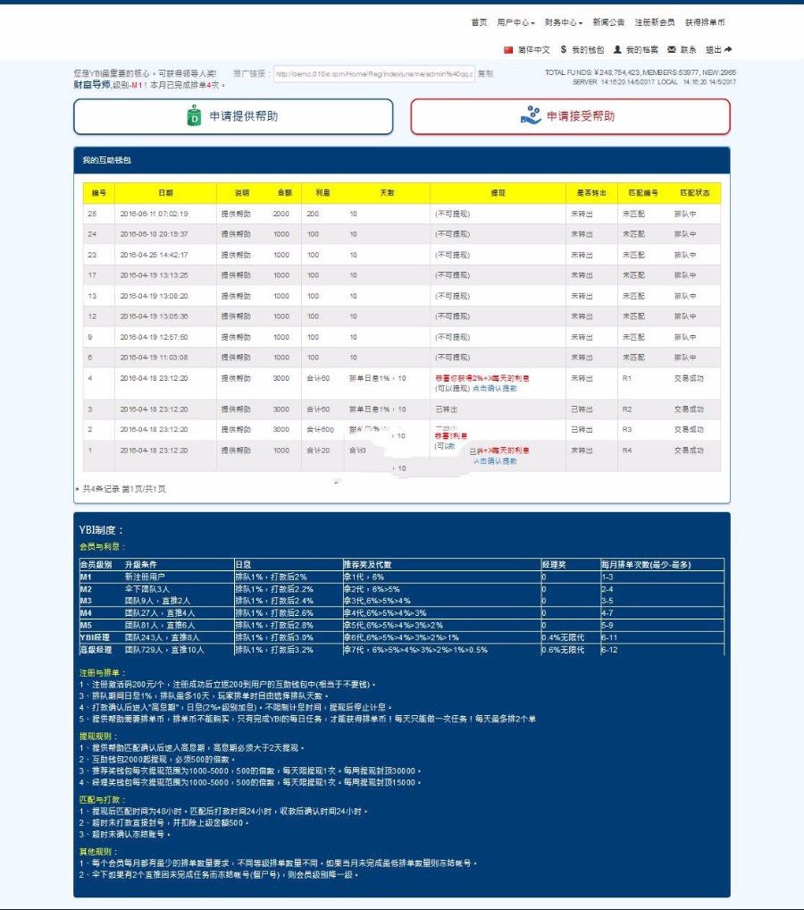 (限时特价)5月ybi金融h/z新增排单转账系统源码完美运营版:全功能短信接口