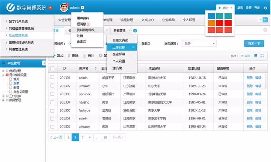 HTML数字管理系统BS后台模板源码
