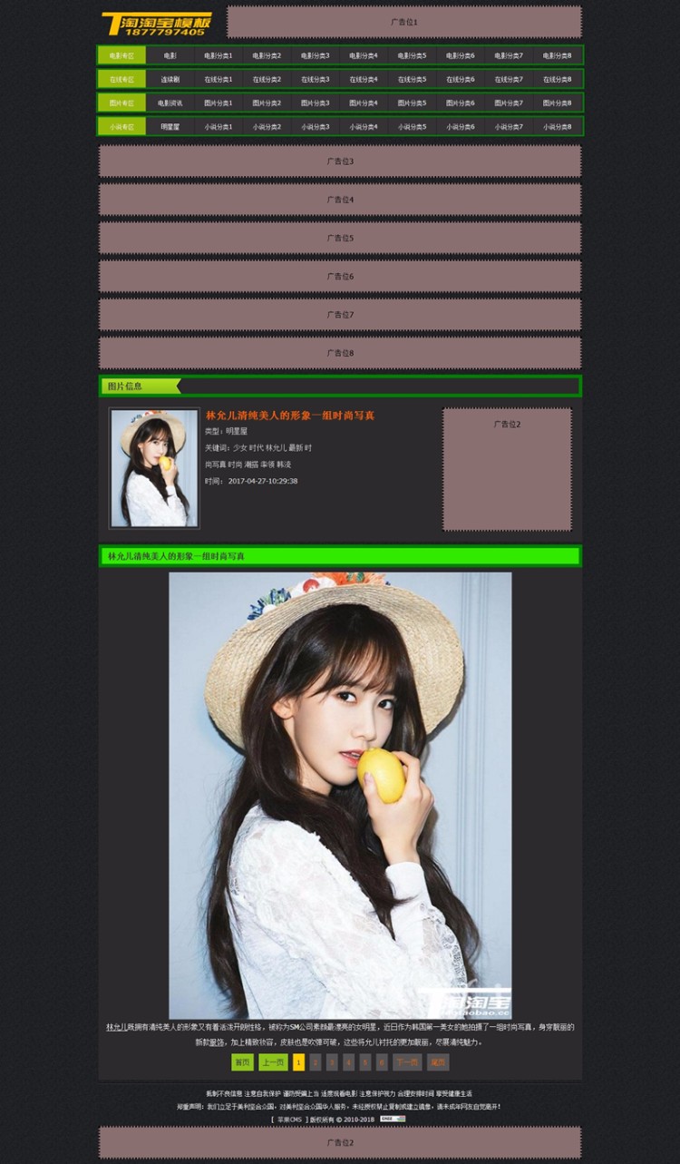 淘淘宝仿制二次修改小清新模板非常适合做在线视频观看下载图片小说模板