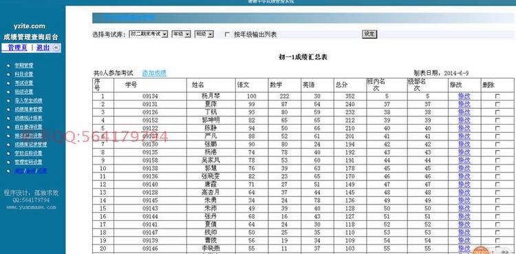 ASP学校成绩查询源码程序系统  成绩统计 EXCEL导入导出  改版2 