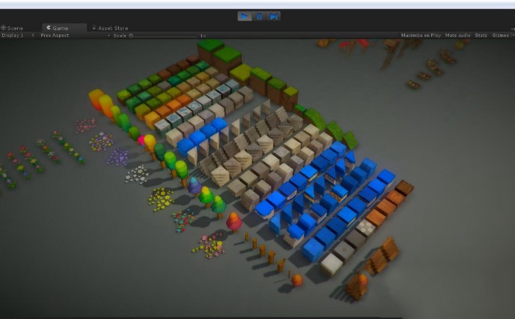 Unity 3D《冒险岛2》像素方块艺术场景资源