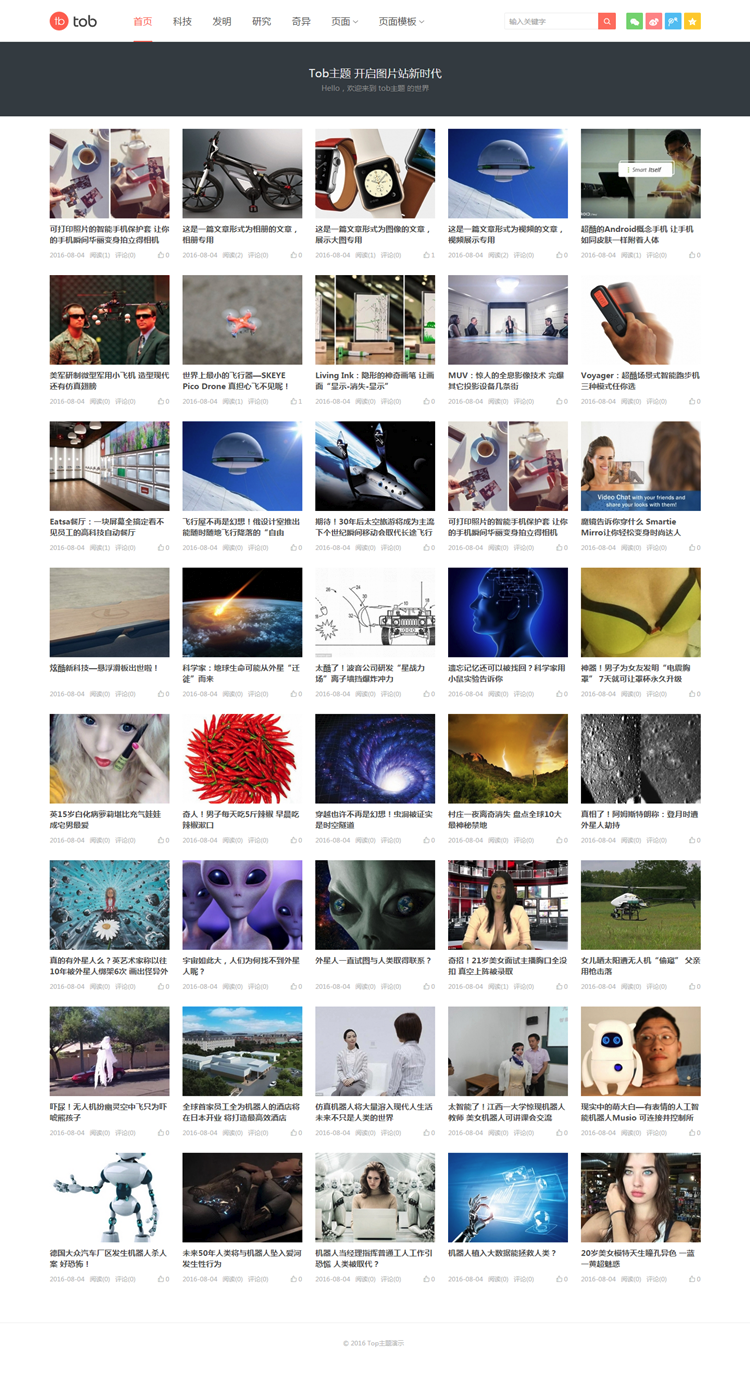 大前端TOB主题03版本WordPress主题 图站朋友