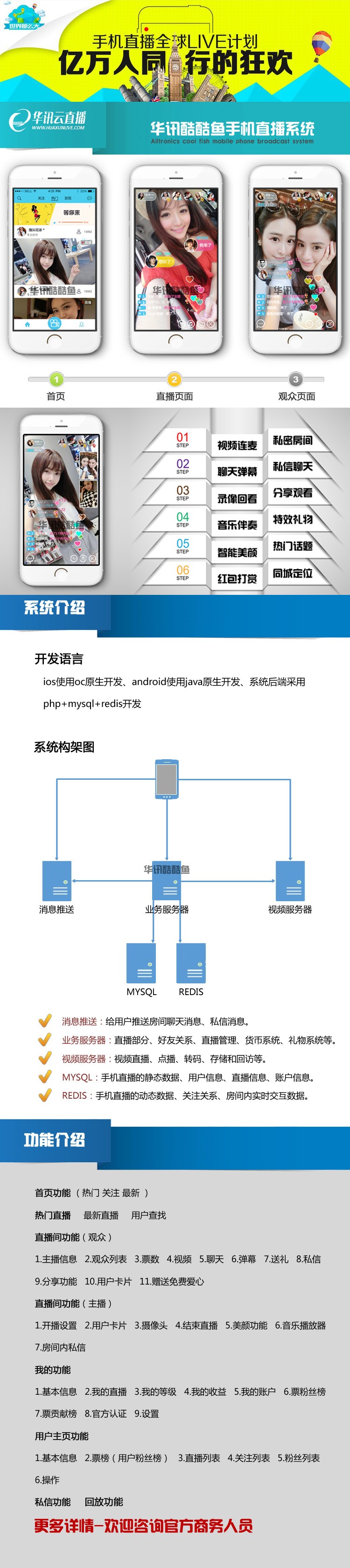 手机视频直播APP系统开发映客花椒类型直播源码
