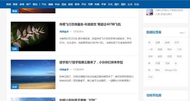 2017织梦蓝白博客新闻站群通用文章类整站模板 
