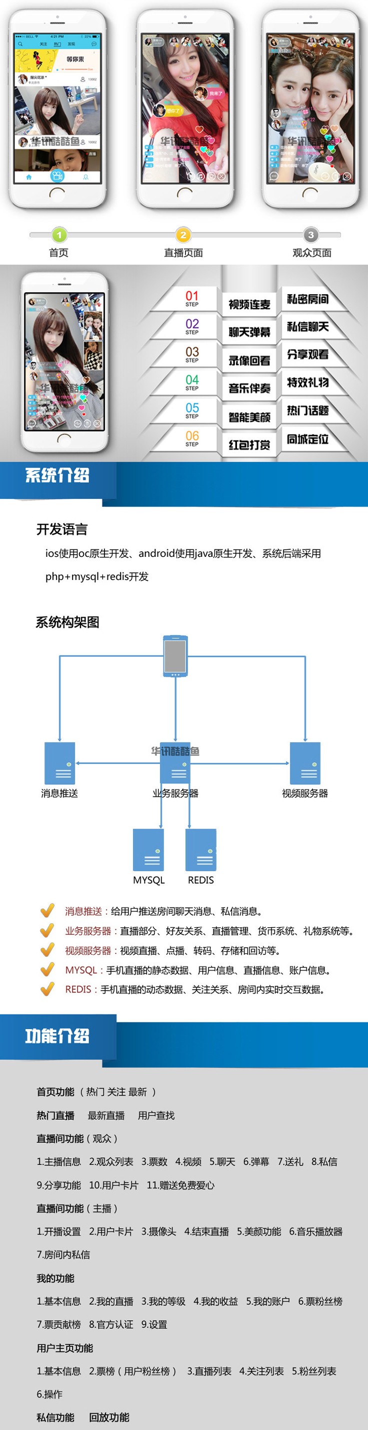 【自动发货】华讯手机APP直播系统源码|手机直播源码|秀场源码,仿映客|花椒直播源码[安卓源码]