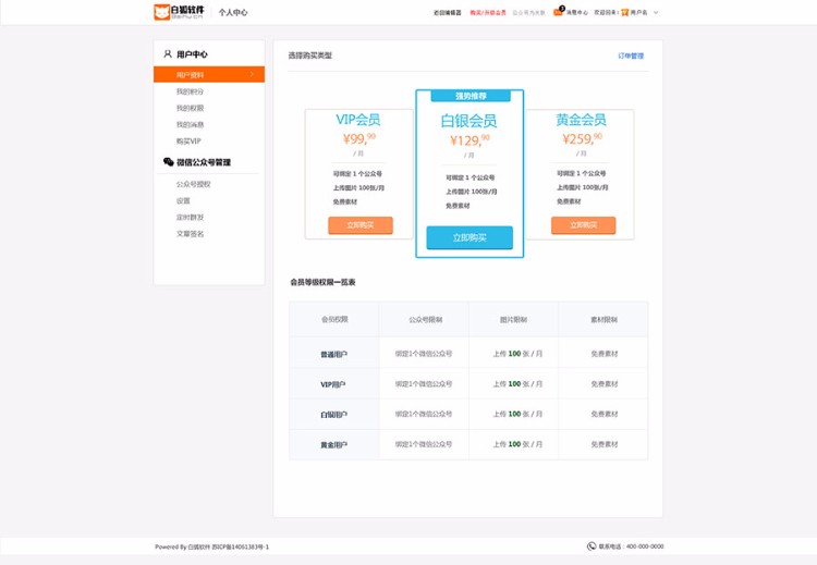 白狐微信公众号助手CMS V1.3版
