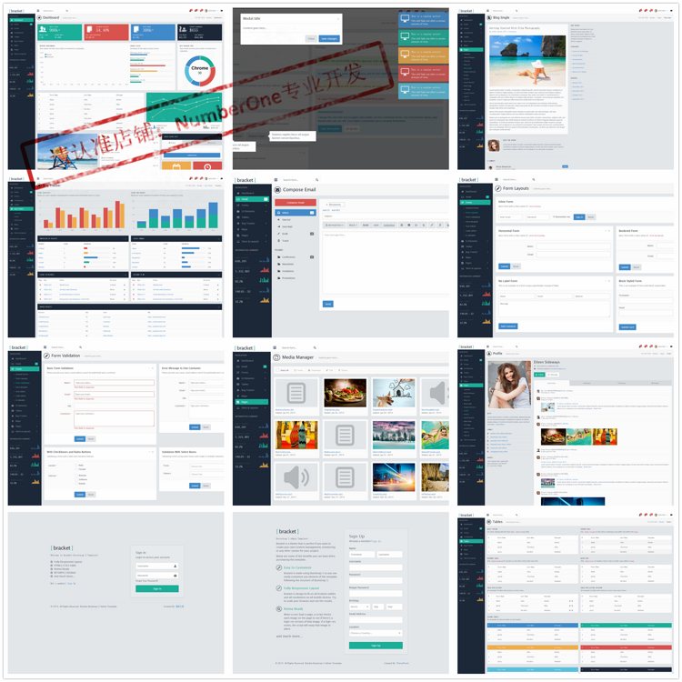 2017 bootstrap响应式后台管理系统模板 html5静态扁平化网站源码 