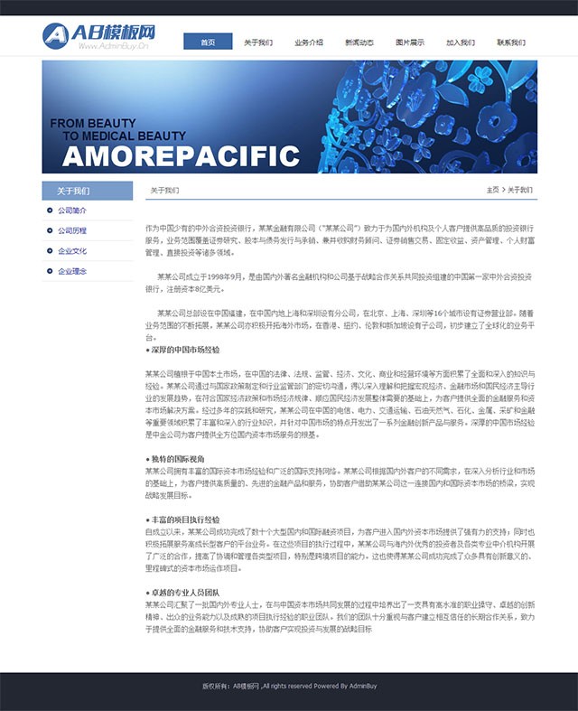 深蓝色金融企业网站行业织梦源码下载