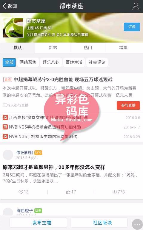 discuz手机模板主题 地方门户手机网站 nvbing5手机模板3.0 GBK+UTF8 