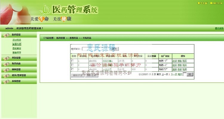 JSP药品销售管理系统 医药进销存源码