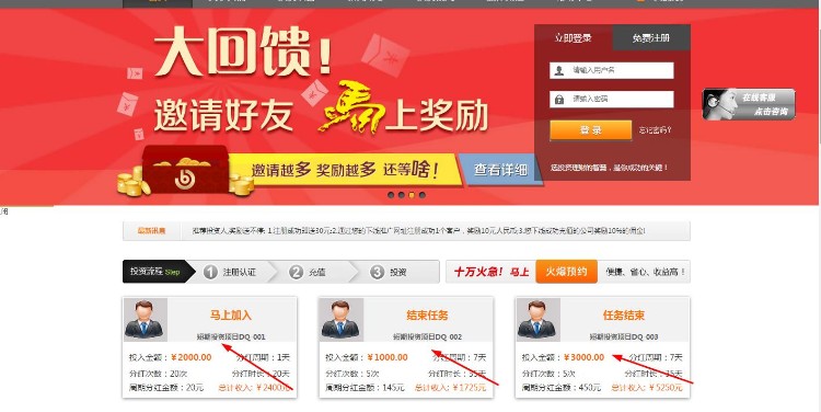 大型投资理财网站 投资分红源码 下线推广直销ASP网站源码 