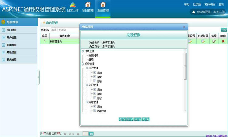 ASP.NET后台框架源代码ASP.NET权限管理菜单管理