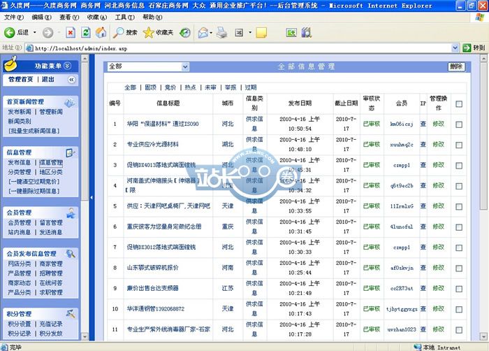 久度商务网/行业分类信息类网站源码带数据